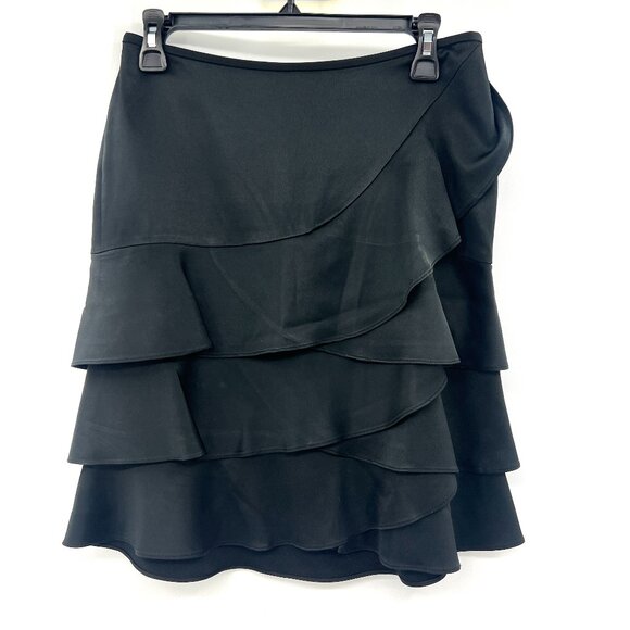 The Limited Dresses & Skirts - The Limited Ruffle A-Line Black Satin Skirt Women's 2